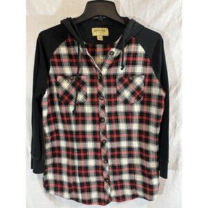 Rustic Ridge Women’s Large Red Black Plaid Long Sleeve Cotton Shirt